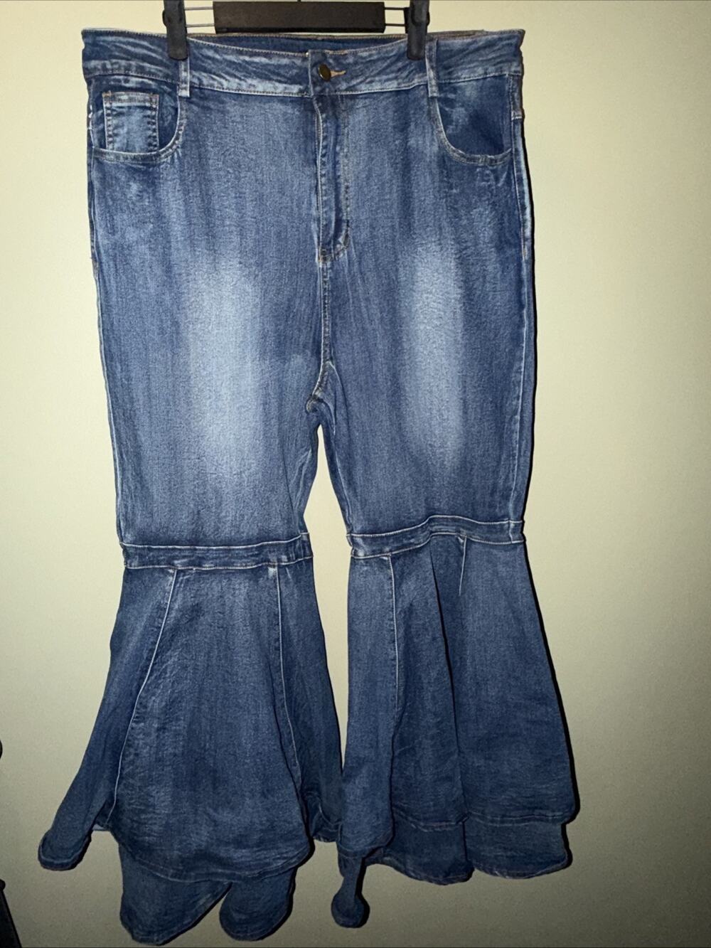 Love Highlight Denim Bell Bottom Jeans Flare Leg Boho Blue 3X